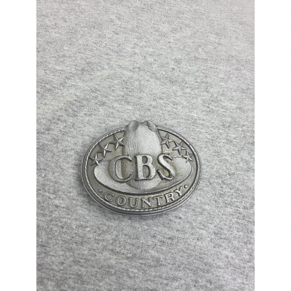 Vintage CBS Country Records Music Cowboy Western Solid Pewter Belt Buckle Heavy